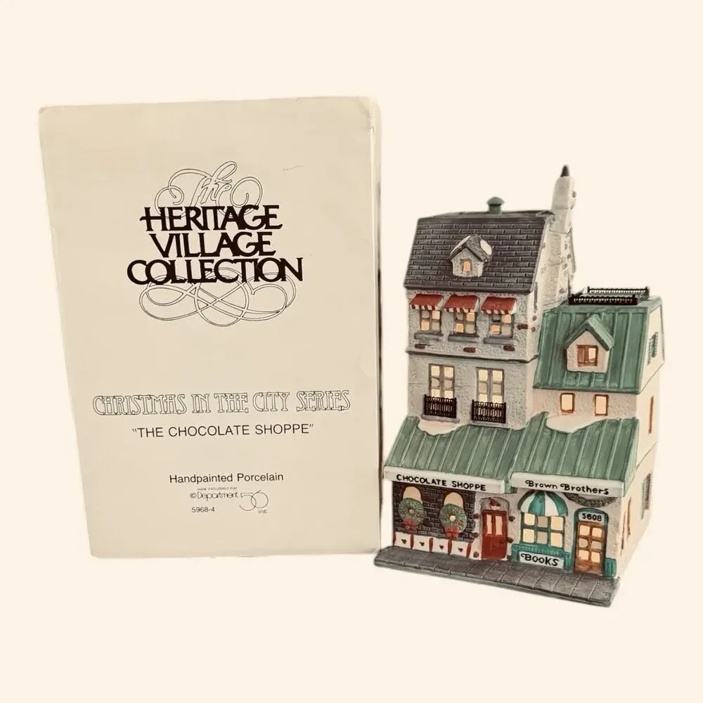 Vintage 1988 Dept 56 Chocolate Shoppe Brown/Book Store Christmas In City